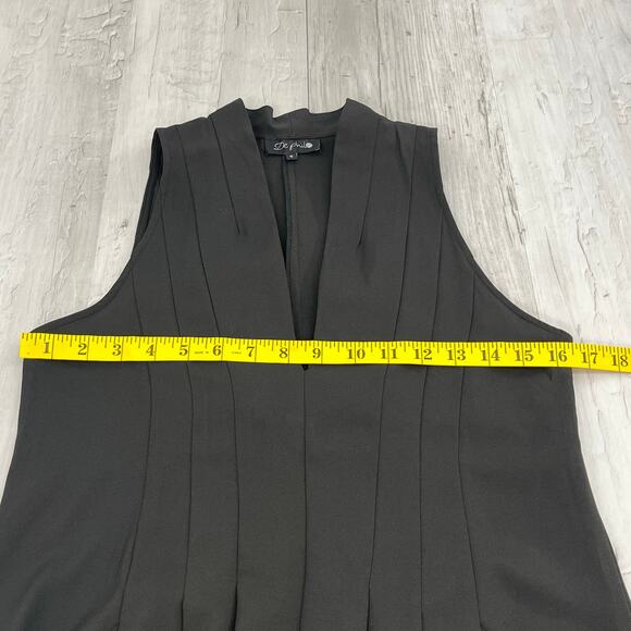 De Philo Black Sleeveless V Neck Flowy Pockets Basic Fairy Goth Witchy Dress - Picture 9 of 10